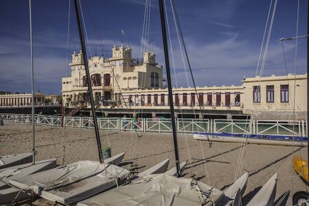 Historic building in Mondello, a well-known tourist resort in Palermo in Sicilyのeditorial素材