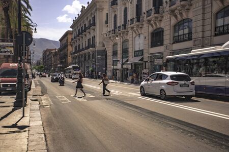 Pedestrian crossing in Palermoの写真素材
