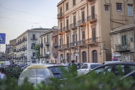 Palermo central building at sunsetの写真素材