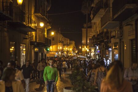 Monreale a small city near Palermo in Sicily, by nightの写真素材