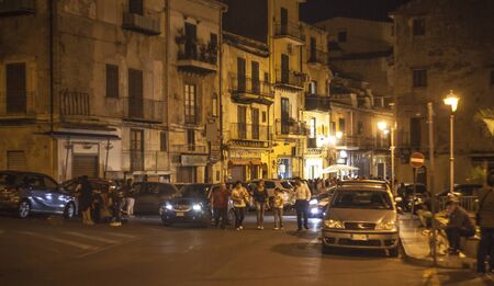 Monreale a small city near Palermo in Sicily, by nightの写真素材