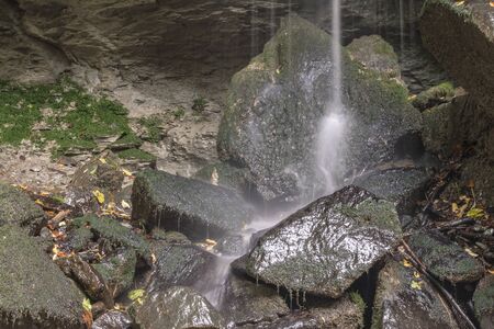 Schivanoia waterfall in Italy near Teoloの写真素材