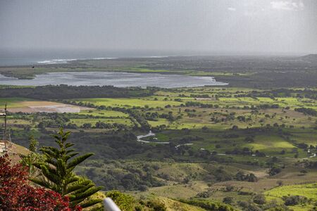Panorama of the view from the height of MontaÃ±a Redonda in the Dominican Republicの写真素材