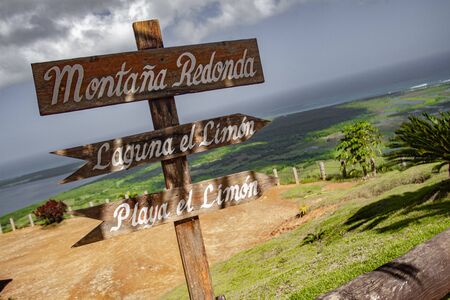Indication for Montana Redonda, Laguna Limon and Playa Limon in Dominican Republicの写真素材