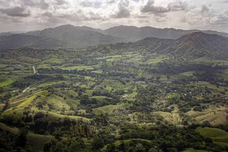 Panorama of the view from the height of MontaÃ±a Redonda in the Dominican Republicの写真素材