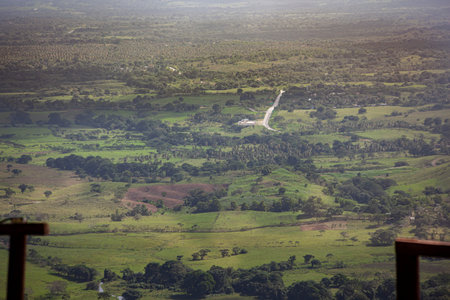 Panorama of the view from the height of Montaña Redonda in the Dominican Republic