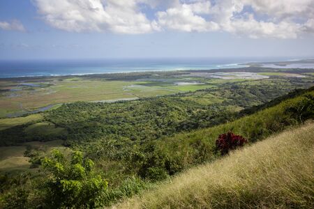 Panorama of the view from the height of MontaÃ±a Redonda in the Dominican Republicの写真素材