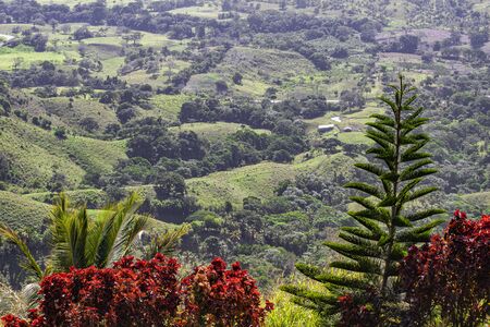 Panorama of the view from the height of MontaÃ±a Redonda in the Dominican Republicの写真素材