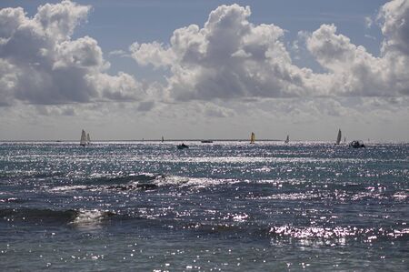 BAYAHIBE, DOMINICAN REPUBLIC 4 JANUARY 2020: Dominican boats in seaの写真素材