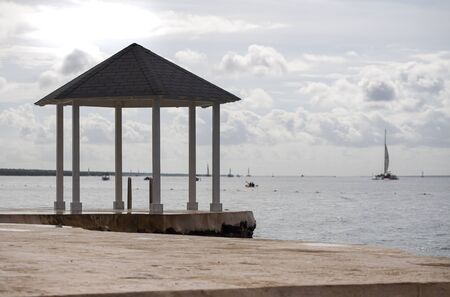 Gazebo on the sea at bayahibe in Dominican Republicの写真素材