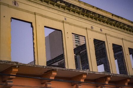 Destroyed building detail at sunset timeのeditorial素材