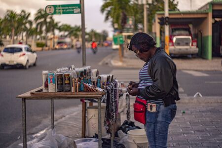 HIGUEY, DOMINICAN REPUBLIC 12 JANUARY 2020: Daily life scene in the streets of Higuey in the Dominican Republicのeditorial素材