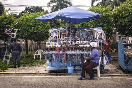 HIGUEY, DOMINICAN REPUBLIC 12 JANUARY 2020: Stall of religious objectsのeditorial素材