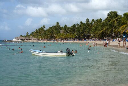 DOMINICUS, DOMINICAN REPUBLIC 13 JANUARY 2020: Dominican sea in Dominicus, Dominican Republic during a sunny dayの写真素材