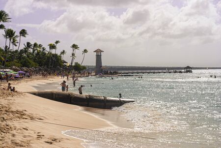 DOMINICUS, DOMINICAN REPUBLIC 13 JANUARY 2020: Dominican sea in Dominicus, Dominican Republic during a sunny dayの写真素材