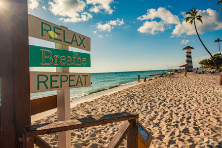 Relax Breathe Repeat sign in Dominicus beach