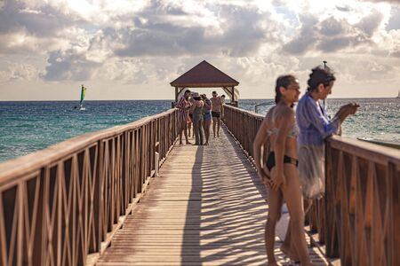 DOMINICUS, DOMINICAN REPUBLIC 6 FEBRAURY 2020: People on the pier in Dominicusのeditorial素材