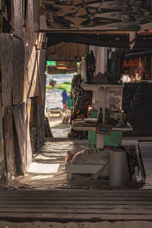 DOMINICUS, DOMINICAN REPUBLIC 6 FEBRAURY 2020: Souvenir shop on the Dominicus beachのeditorial素材