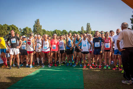 ALBARELLA, ITALY 10 MARCH 2020: Marathon competition on the island of Albarella in Italyのeditorial素材