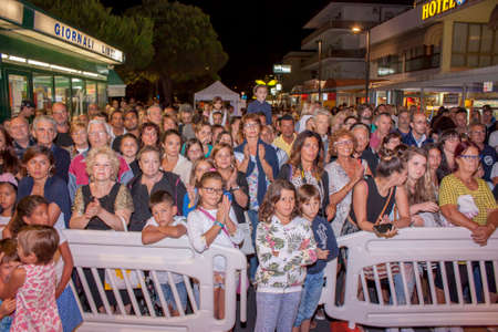 ROSOLINA MARE, ITALY 24 AUGUST 2019: Crowd in the streets of Rosolina Mareのeditorial素材
