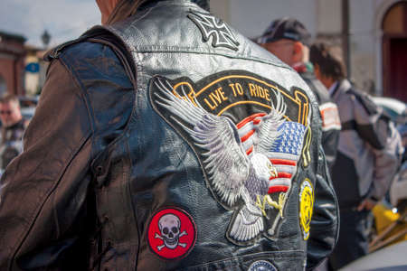 GAVELLO, ITALY 24 MARCH 2020: Live to ride black Jacketのeditorial素材