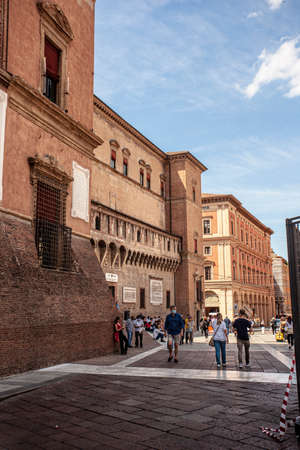 BOLOGNA, ITALY 17 JUNE 2020: Piazza Maggiore in Bologna, Italyのeditorial素材