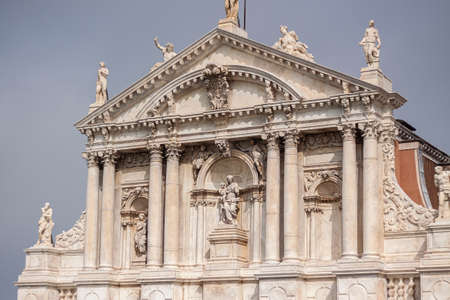 Italian church architecture detail during a cloudy dayの写真素材
