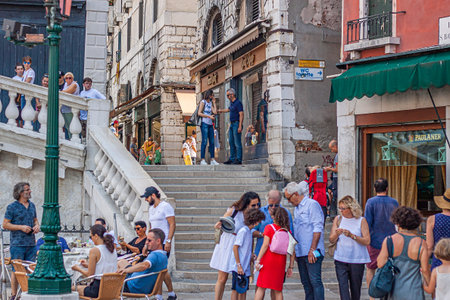VENICE, ITALY 2 JULY 2020: Rialto bridge in Venice in Italyのeditorial素材