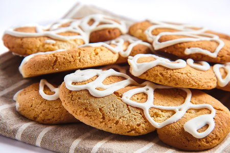 Composition with Cookies on white background, image taken in studio shoot