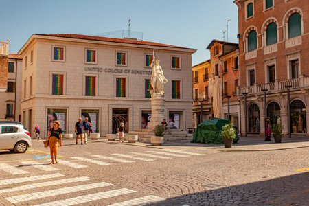 TREVISO, ITALY 13 AUGUST 2020: Piazza della liberty or liberty sqaure in english in Treviso in Italy