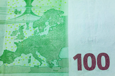 Europe map impressed on rear side of one hundred euro bill