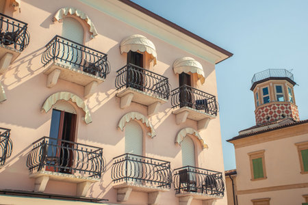 Detail of Lazise's house architecture in the Italian city