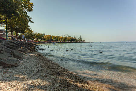 View of the Grada Lake from Bardolino, a famous place in Italyの写真素材