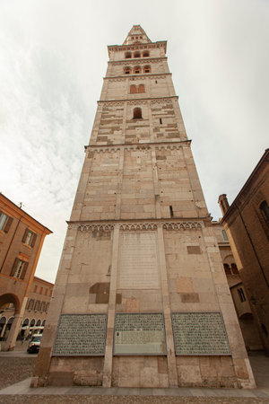 MODENA, ITALY 1 OCTOBER 2020: Ghirlandina tower detail in Modenaのeditorial素材
