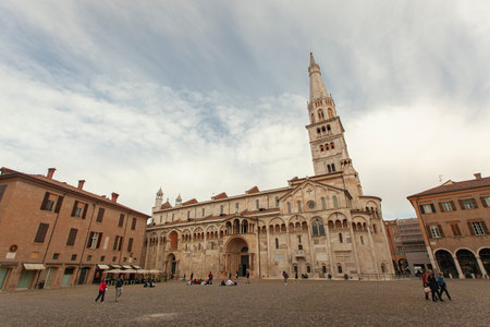 MODENA, ITALY 1 OCTOBER 2020: Modena's cathedral in the historiacl city centerのeditorial素材