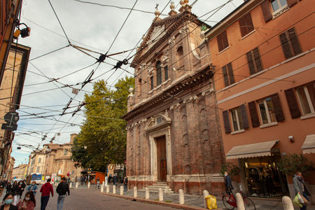 MODENA, ITALY 1 OCTOBER 2020: View of Emilia Centro alley in Modena in Italyのeditorial素材