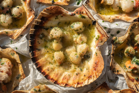 Detail of scallops food 3の写真素材