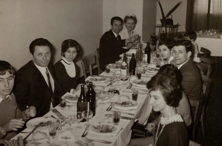 VILLANOVA DEL GHEBBO, ITALY 1951: Wedding scene in the 50sのeditorial素材