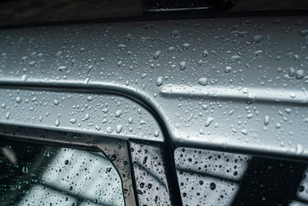 Macro Detail of water droplets on the car body