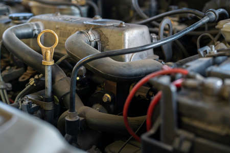 Detail of a used engine with mechanical parts 3の写真素材