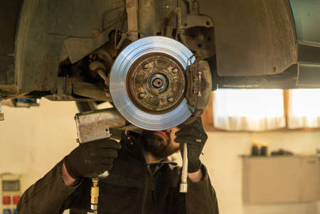 Car brake replacementの写真素材