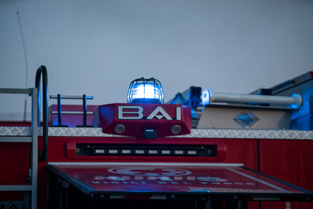 VILLANOVA DEL GHEBBO, ITALY 23 MARCH 2021: Firefighters Flashing detailのeditorial素材