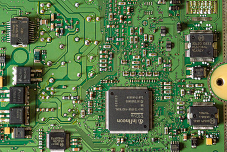 MILAN, ITALY 5 APRIL 2021: Car Ecu Detail with visible componentsのeditorial素材