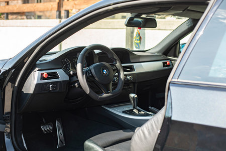 MILAN, ITALY 5 APRIL 2021: Bmw car interior detail