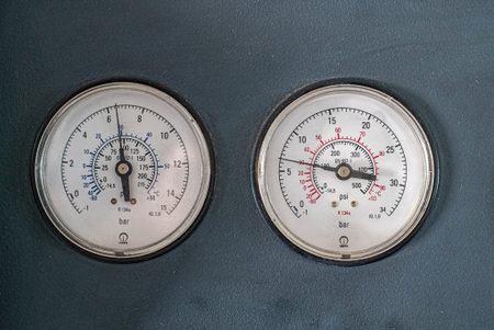 Pressure gauges detail of an industrial machine