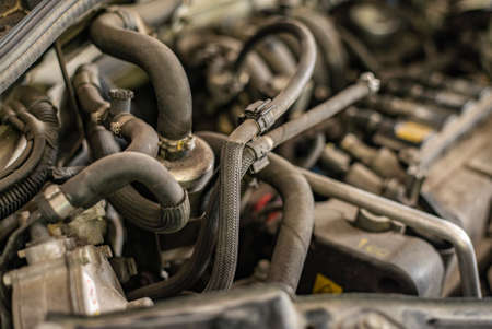 Detail of Engine powered by methane in a workshopのeditorial素材