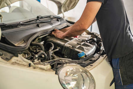 MILAN, ITALY 14 JULY 2021: Mechanic repair Detail of Engine powered by methane in a workshopのeditorial素材