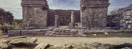 Tulum ruins in Mexico banner image with copy space,の写真素材