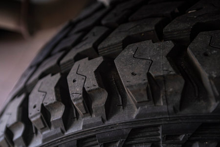 Offroad tire tread ready to be mounted on the car