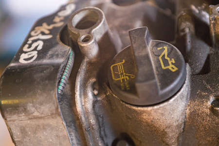 Detail of Old car engine oil capの写真素材